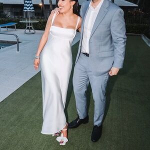 Astr the label white silk midi dress
